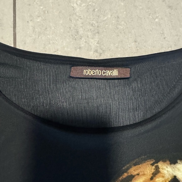 Roberto Cavalli Black Dress with Vibrant Animal Print - Picture 7 of 11